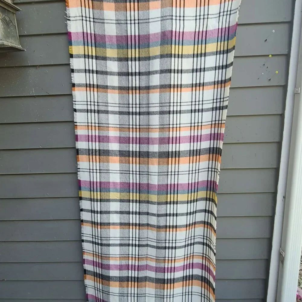 Michael Stars 100% AcrylicโMulti Color Plaid Wrap Scarf